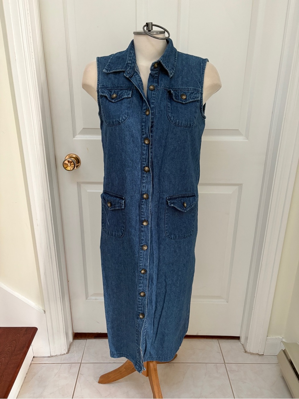 Style & Co. Sleeveless Button-Front Denim Midi Dress - Blue